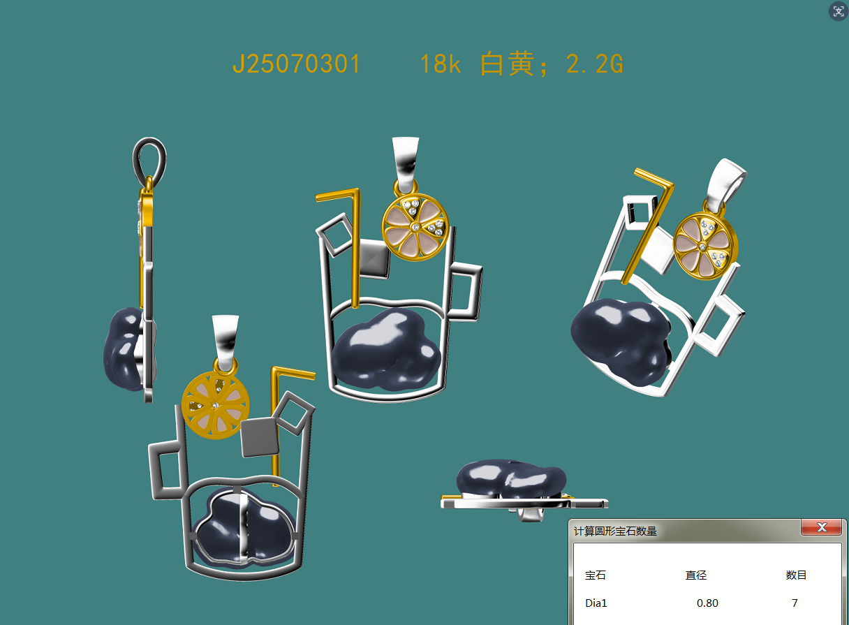 Tahiti Keshi Lemon Tea Pendant - Parametric CAD Vector Construction
